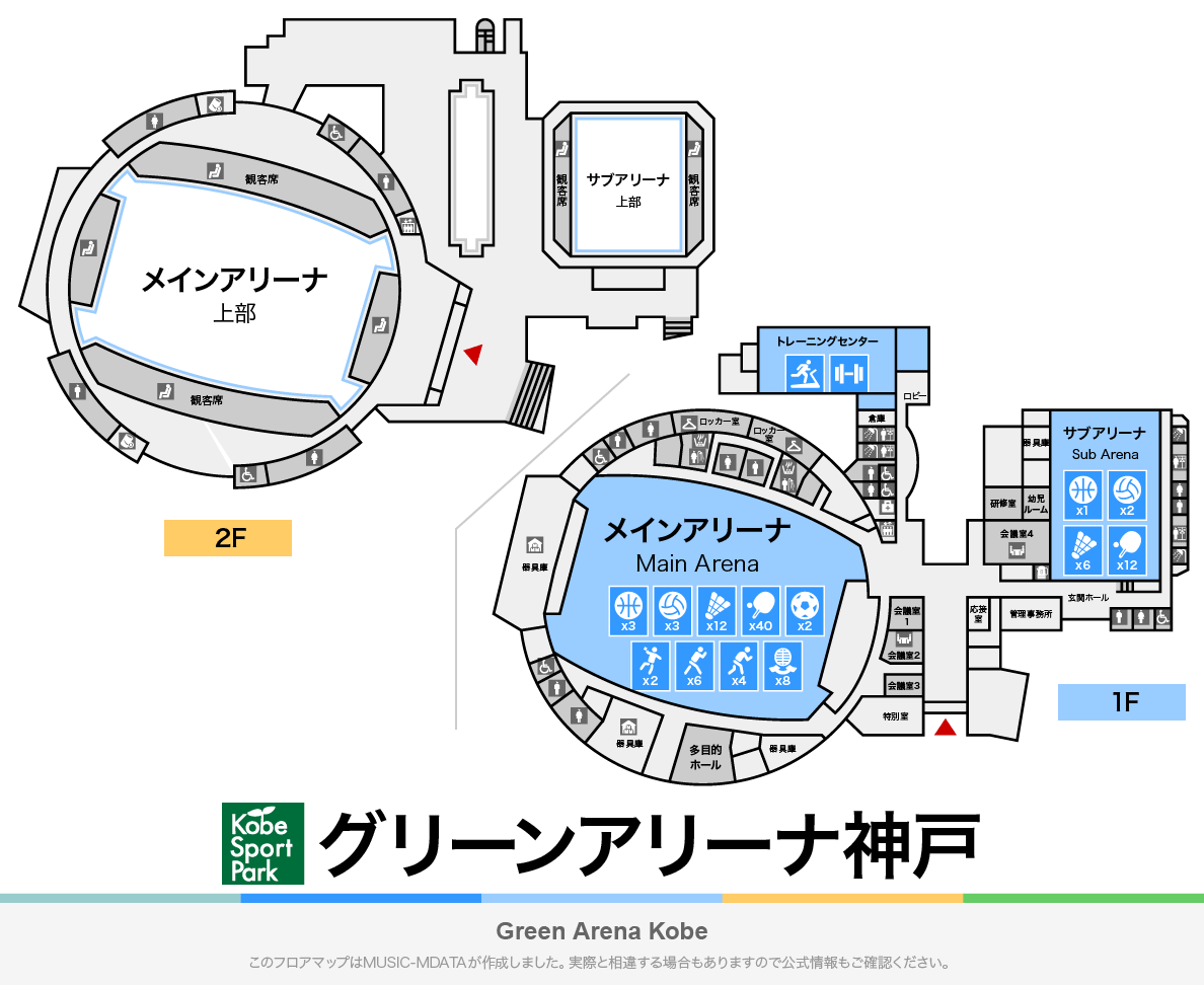 グリーンアリーナ神戸のフロアマップ・体育館