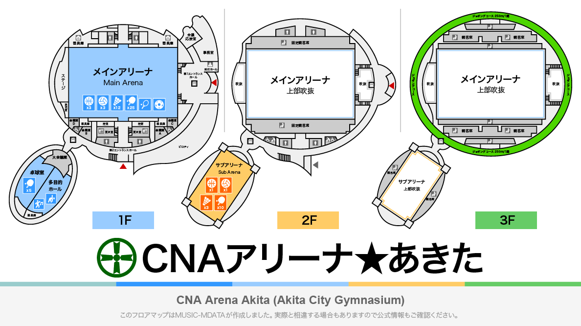 CNAアリーナ★あきたのフロアマップ・体育館