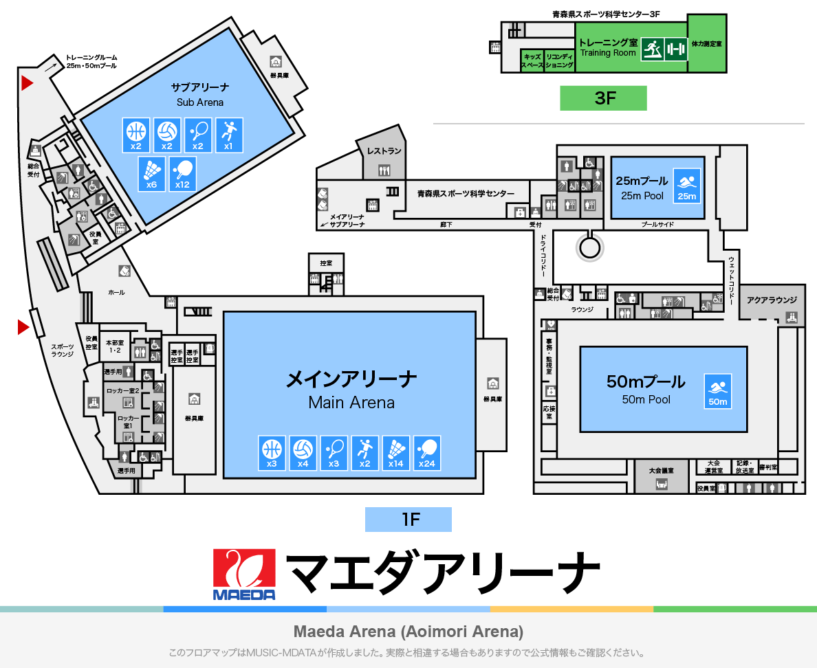 マエダアリーナのフロアマップ・体育館