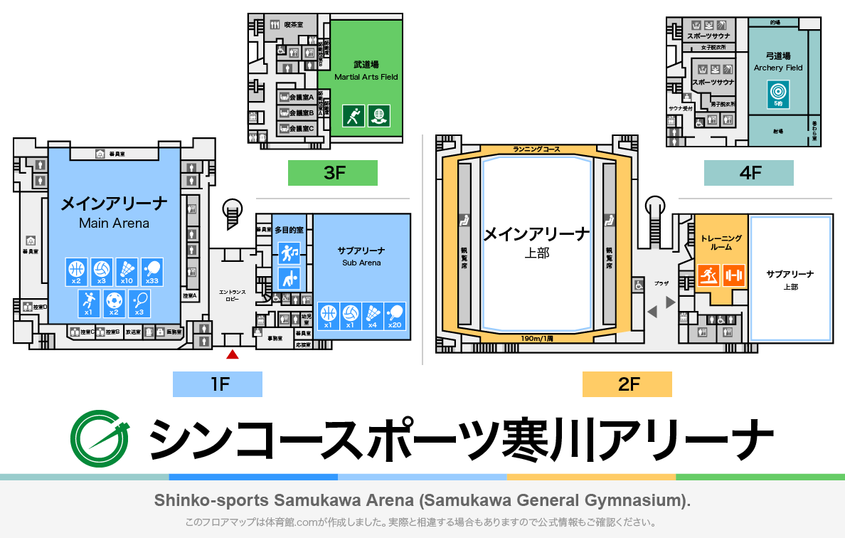 シンコースポーツ寒川アリーナのフロアマップ