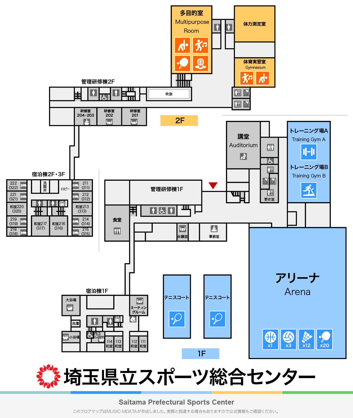 埼玉県立スポーツ総合センターのフロアマップ・体育館