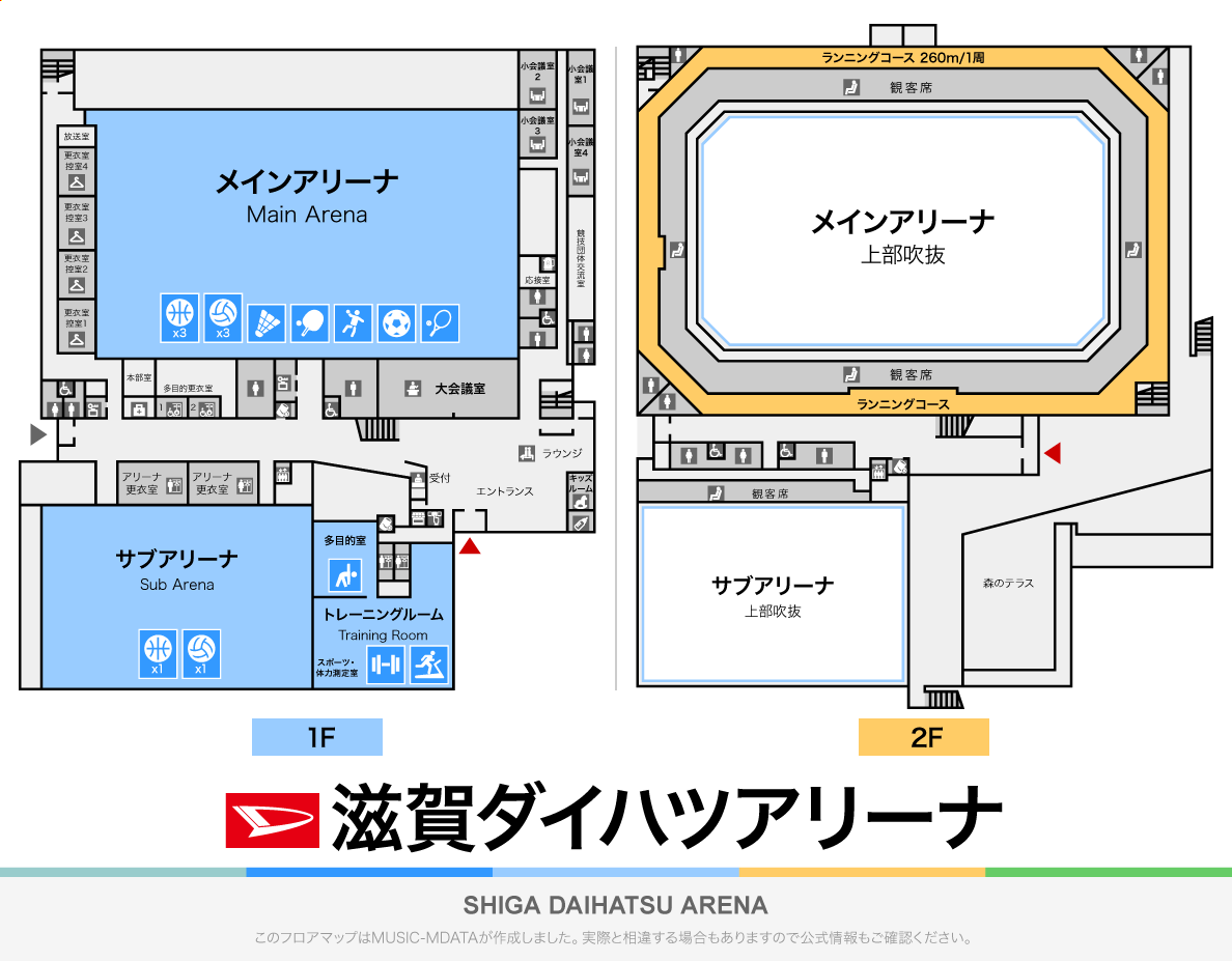 滋賀ダイハツアリーナのフロアマップ・体育館