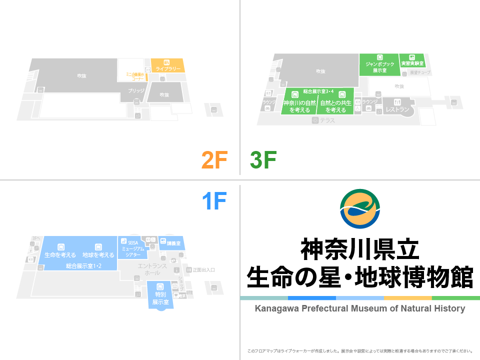 神奈川県立生命の星・地球博物館のフロアマップ