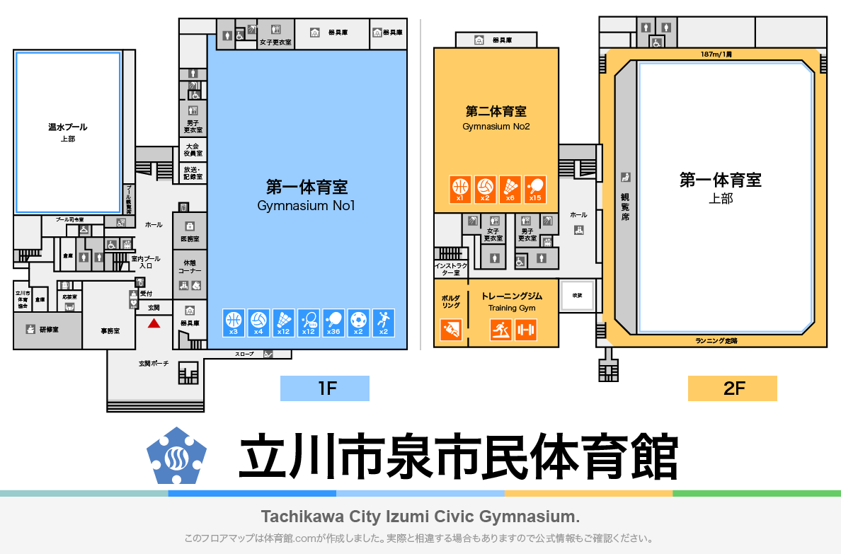 立川市泉市民体育館のフロアマップ・体育館