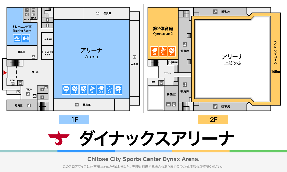 ダイナックスアリーナのフロアマップ・体育館