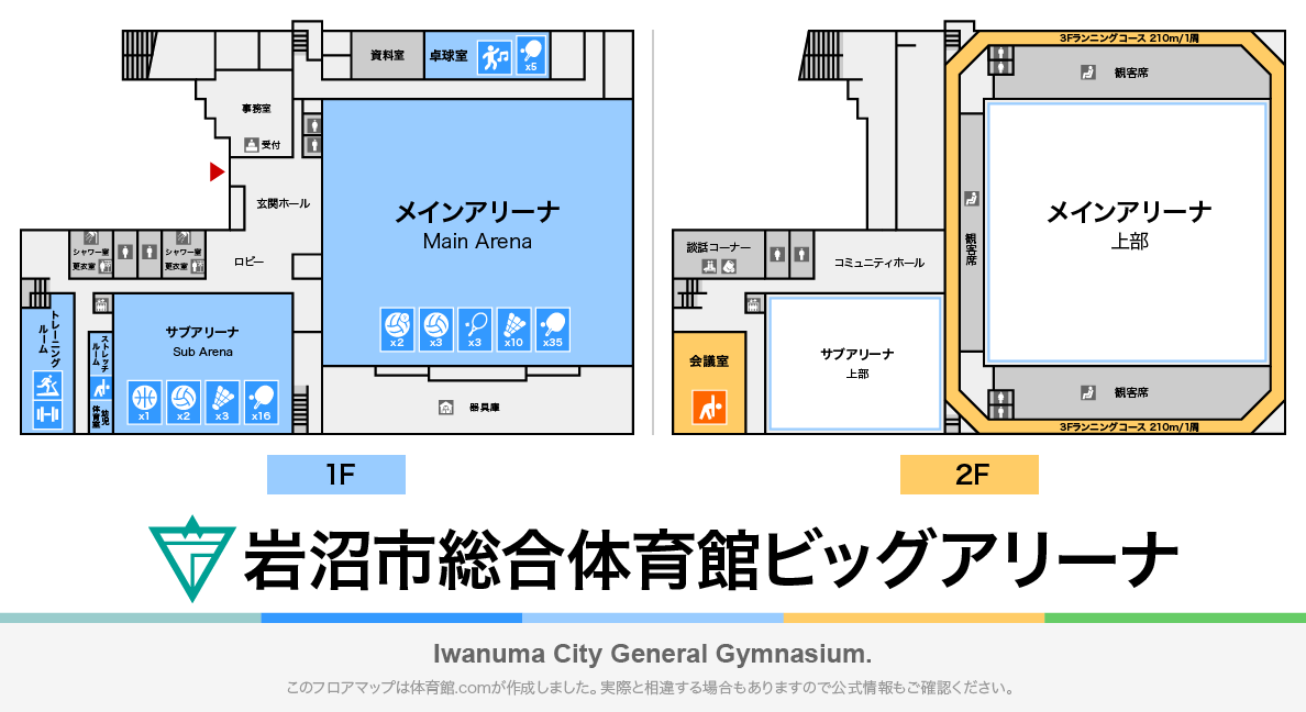 岩沼市総合体育館ビッグアリーナのフロアマップ・体育館