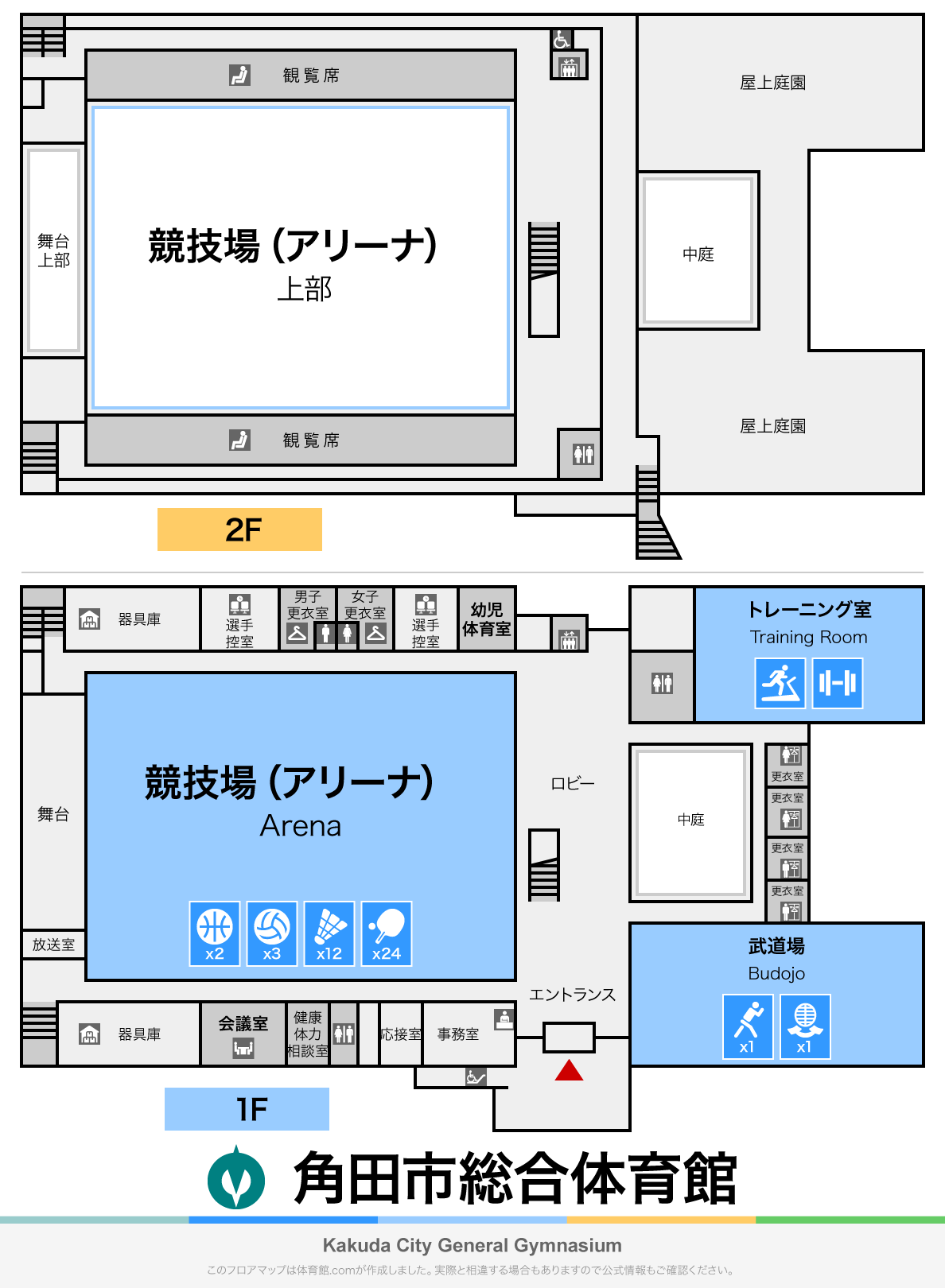 角田市総合体育館のフロアマップ・体育館