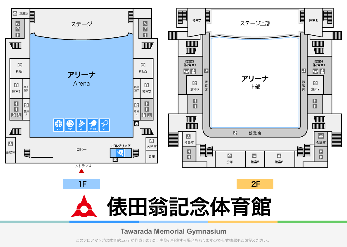 俵田翁記念体育館のフロアマップ・体育館