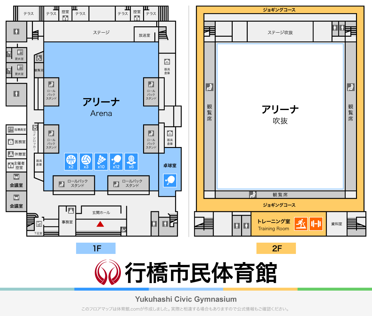 行橋市民体育館のフロアマップ・体育館