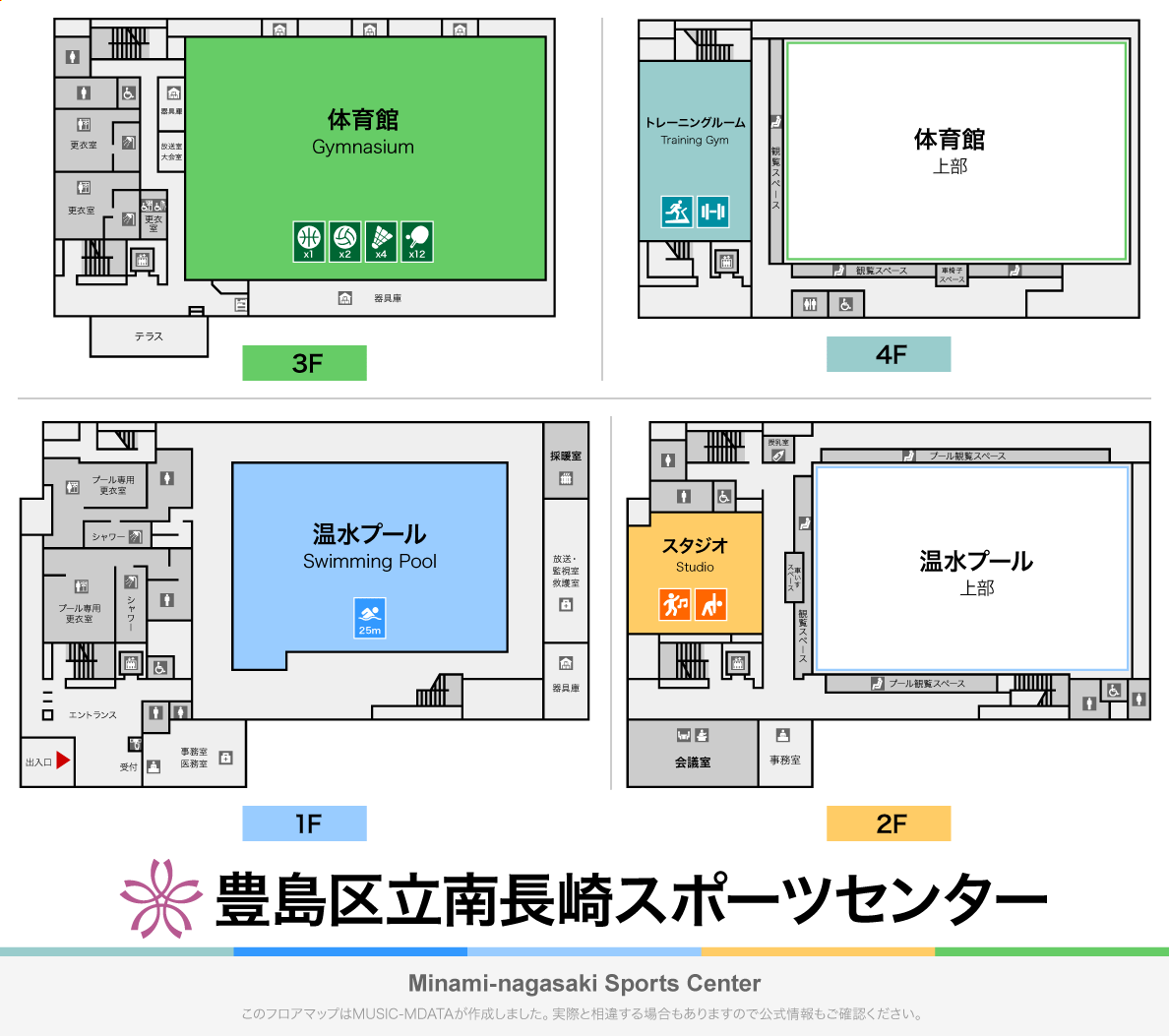 豊島区南長崎スポーツセンターのフロアマップ・体育館