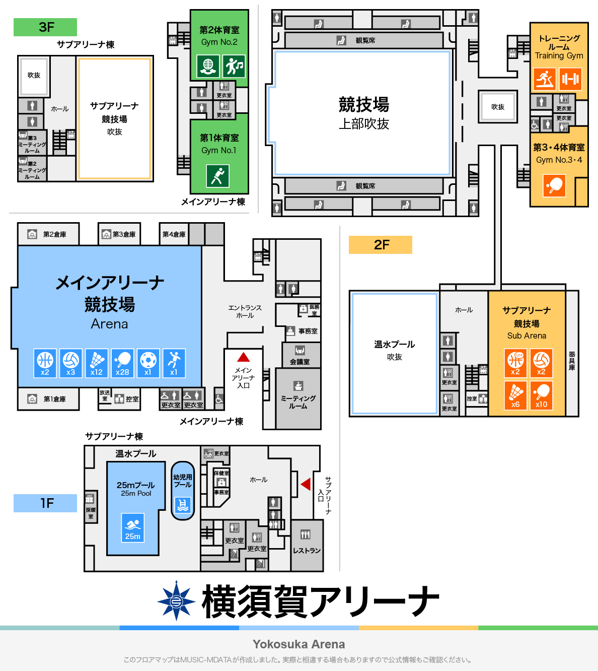 横須賀アリーナのフロアマップ・体育館