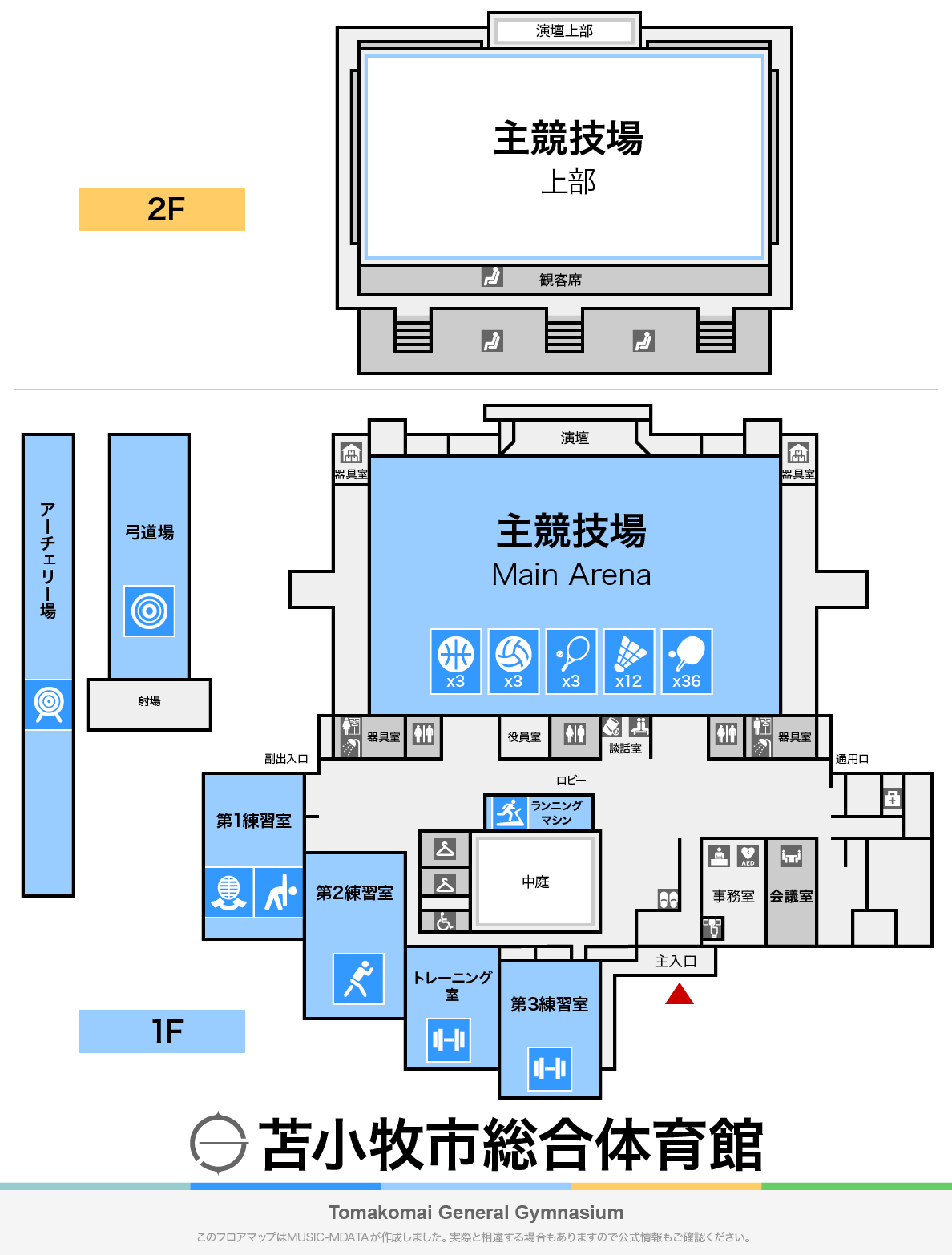 苫小牧市総合体育館のフロアマップ・体育館