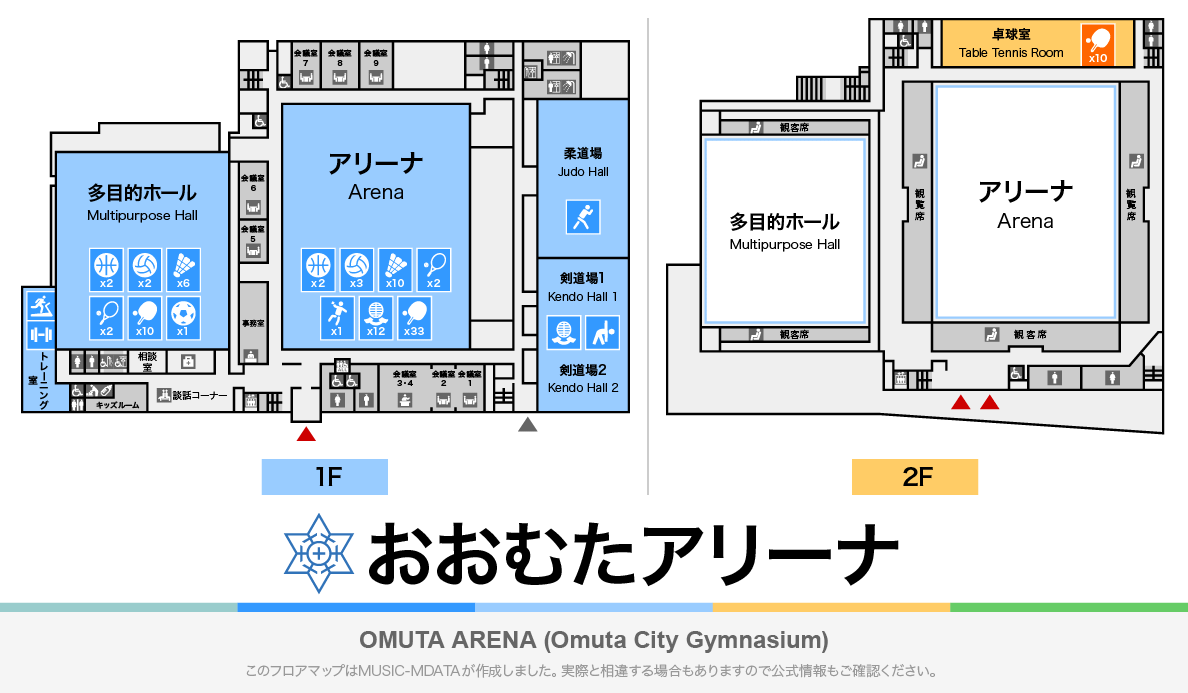 おおむたアリーナのフロアマップ・体育館