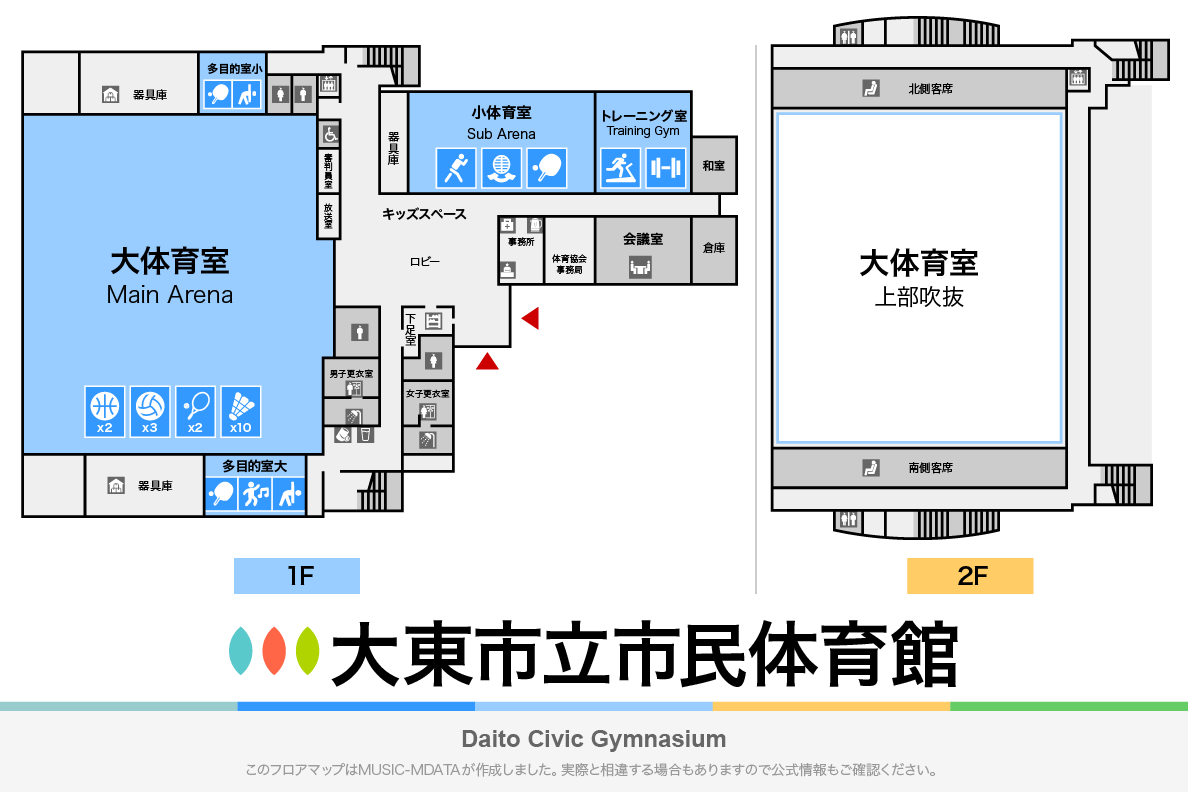 大東市立市民体育館のフロアマップ・体育館