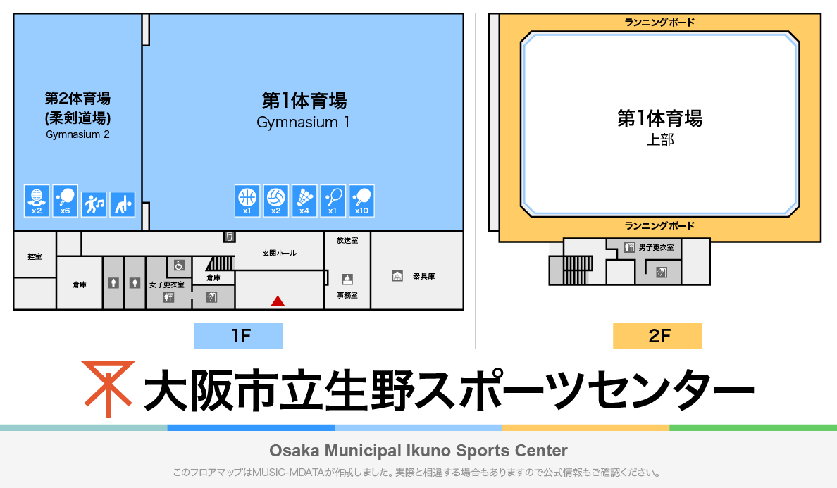 大阪市立生野スポーツセンターのフロアマップ・体育館