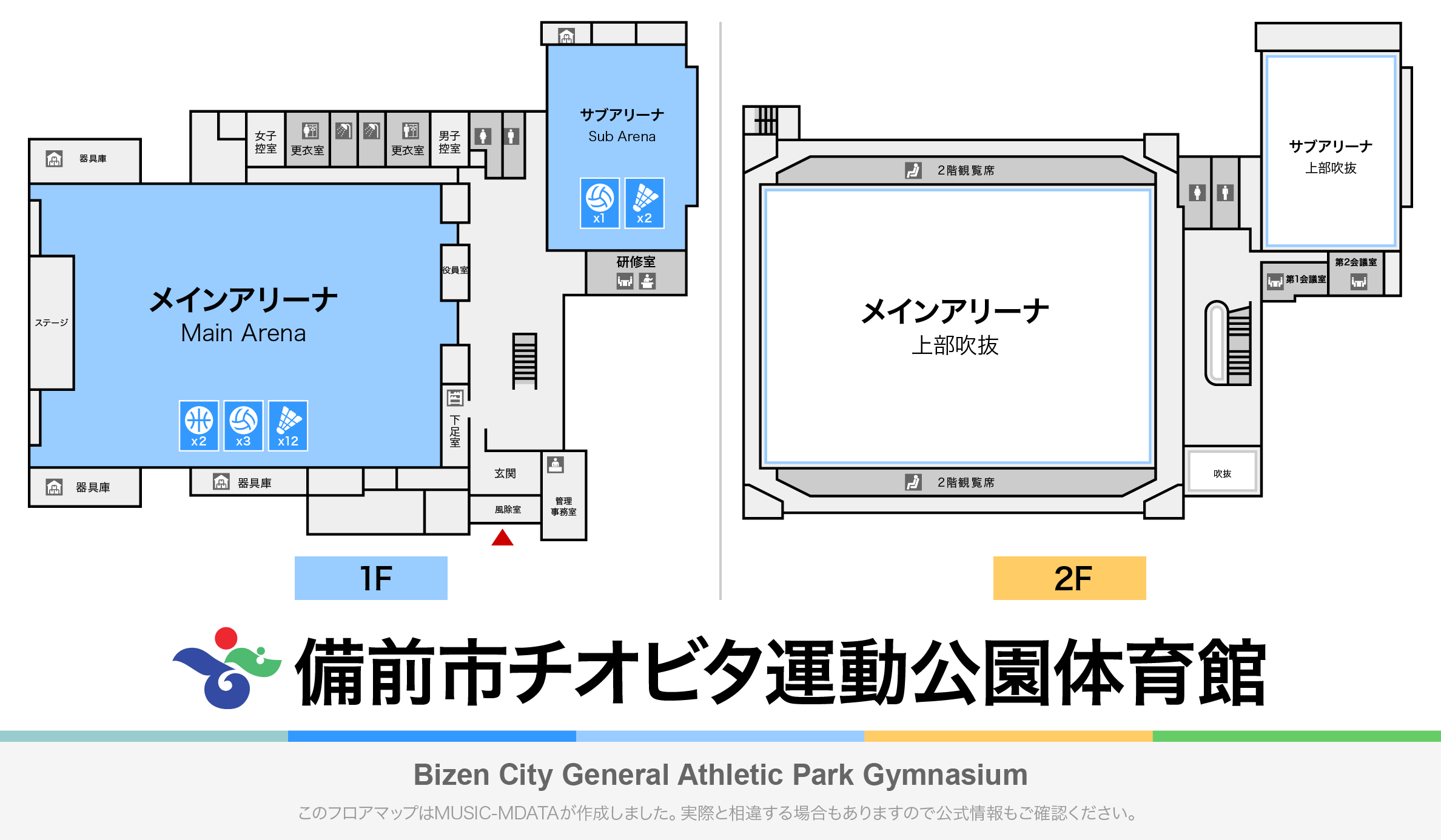 備前市チオビタ運動公園体育館のフロアマップ・体育館