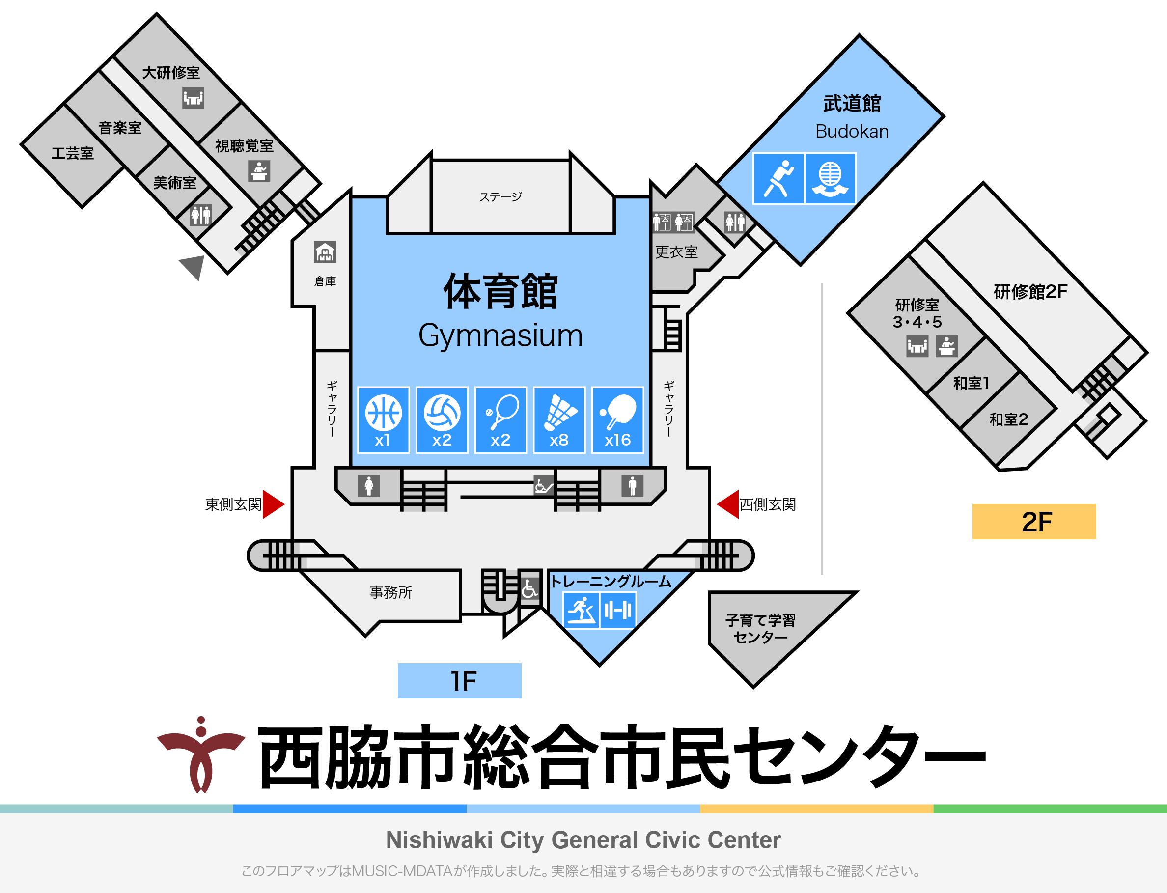 西脇市総合市民センターのフロアマップ・体育館