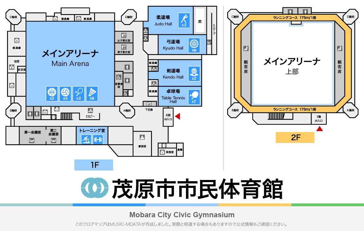 茂原市市民体育館のフロアマップ・体育館