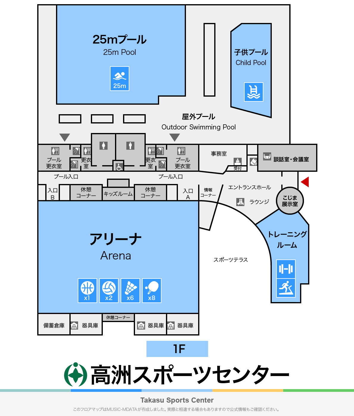 高洲スポーツセンターのフロアマップ・体育館