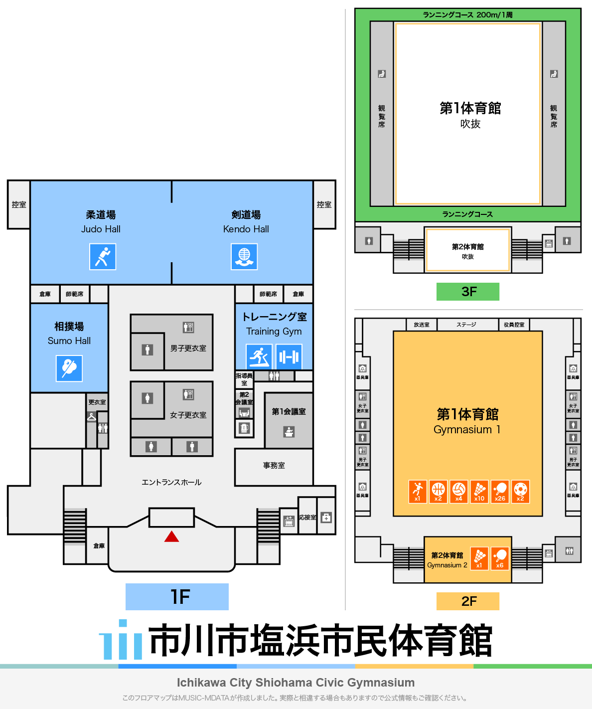 市川市塩浜市民体育館のフロアマップ・体育館