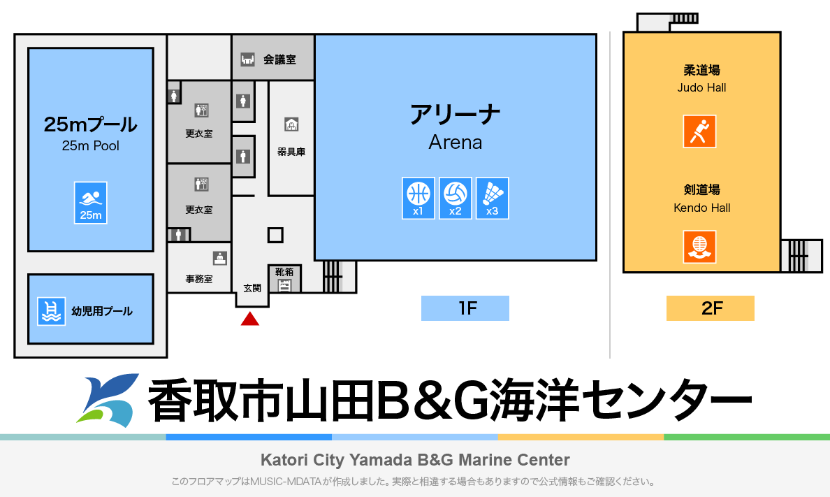 香取市山田B&G海洋センターのフロアマップ・体育館