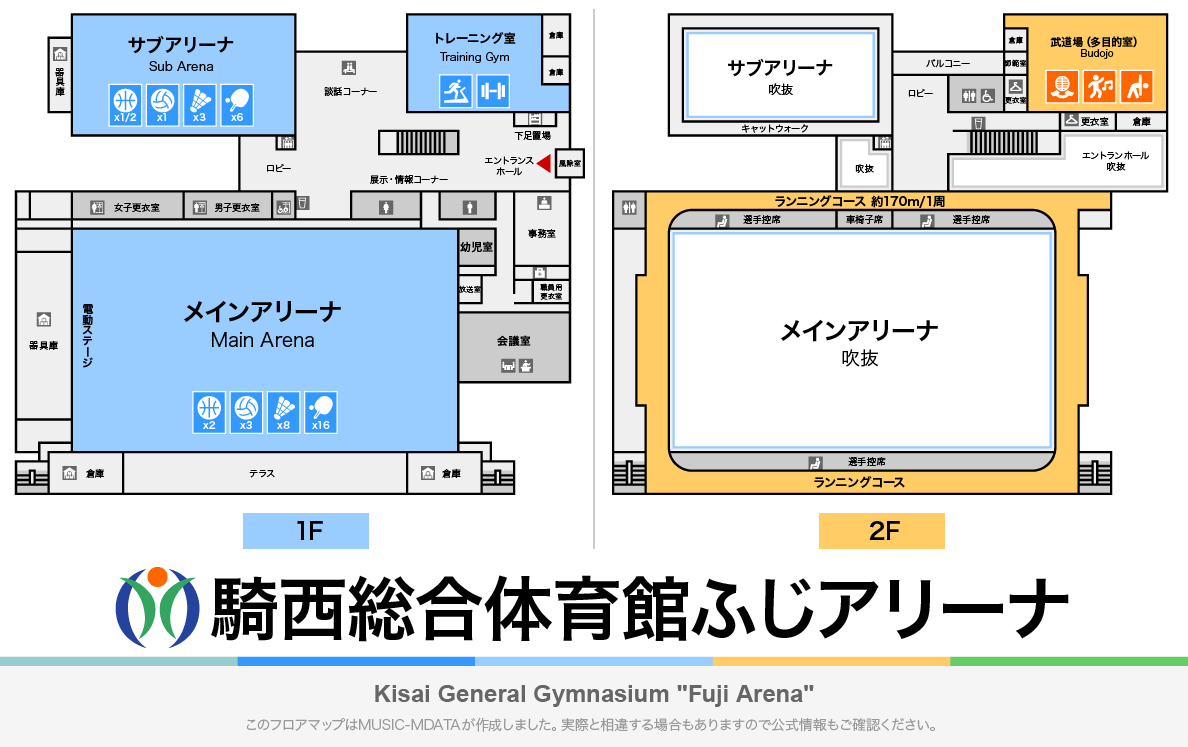 騎西総合体育館ふじアリーナのフロアマップ・体育館