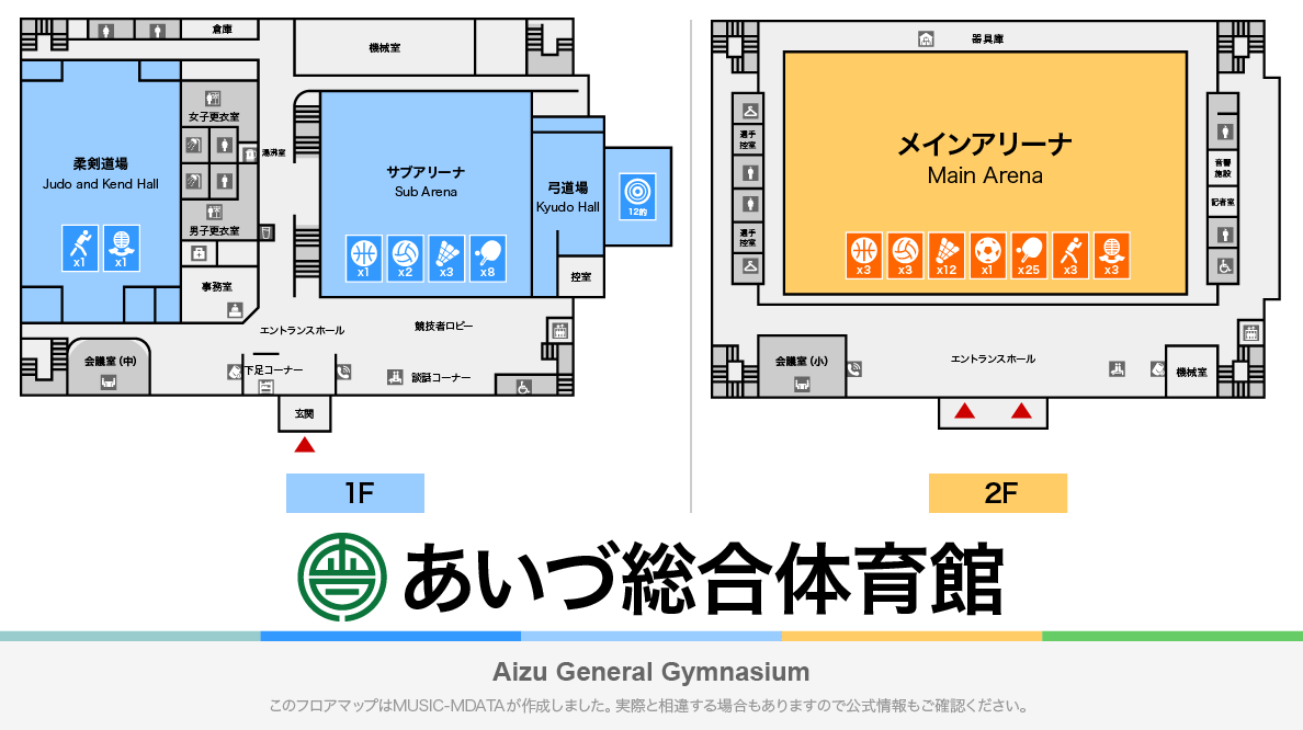 あいづ総合体育館のフロアマップ・体育館