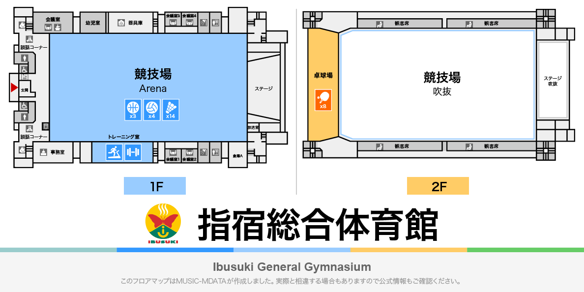 指宿総合体育館のフロアマップ・体育館