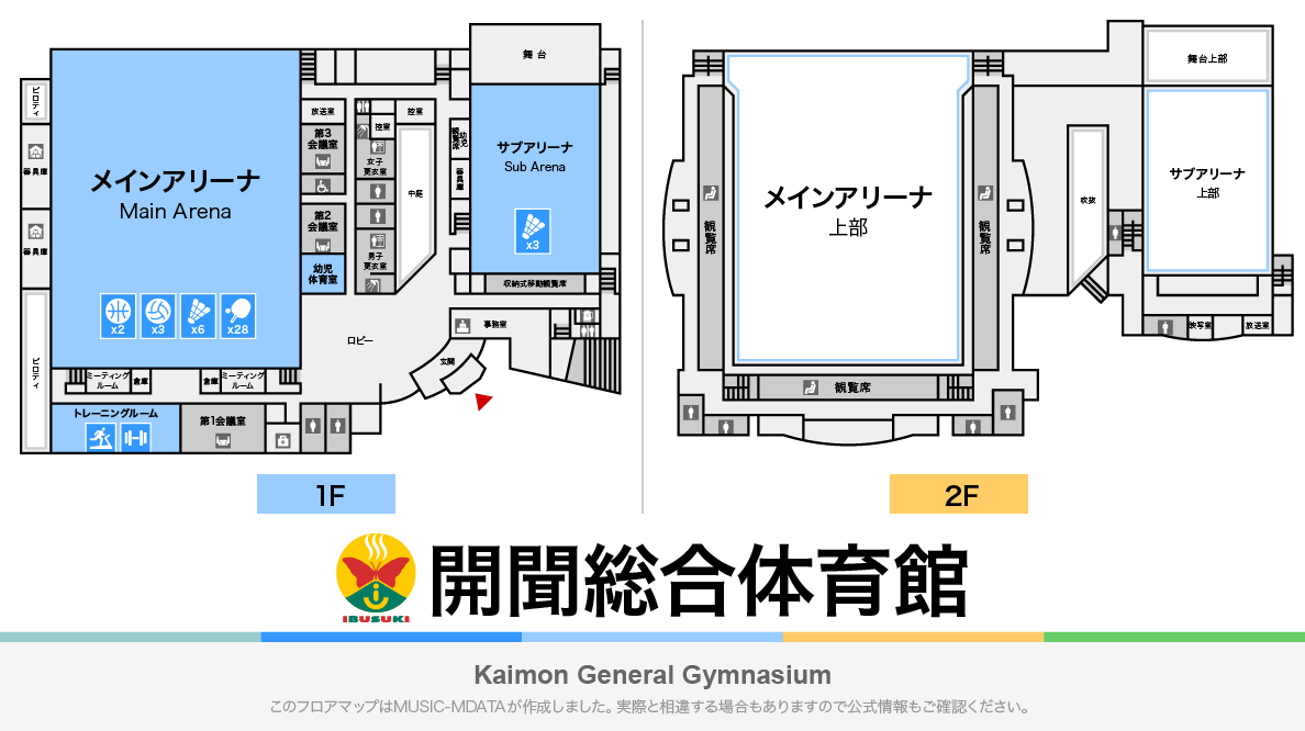 開聞総合体育館のフロアマップ・体育館