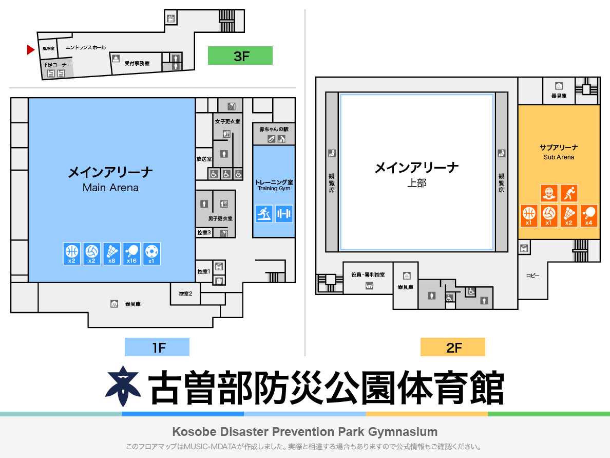 古曽部防災公園体育館のフロアマップ・体育館