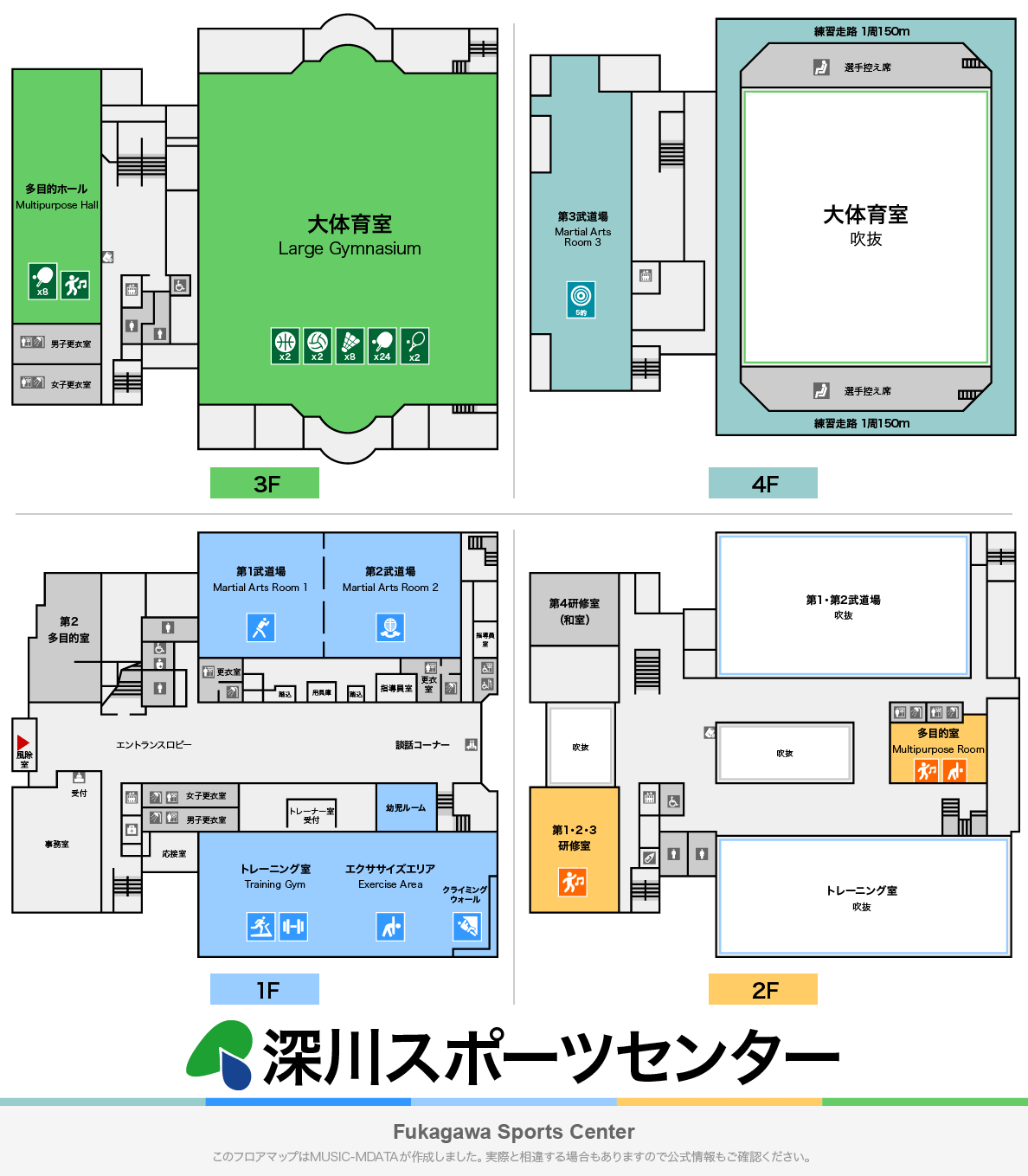 深川スポーツセンターのフロアマップ・体育館