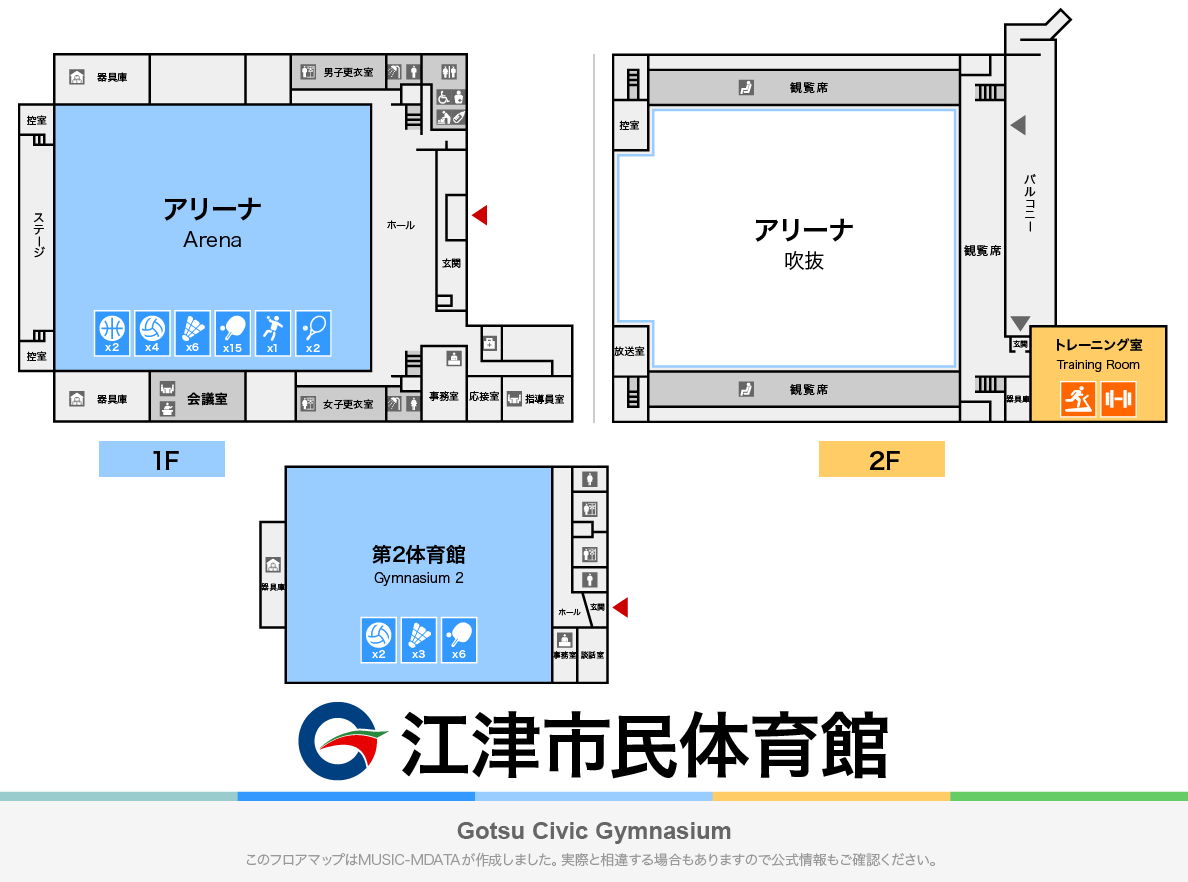 江津市民体育館のフロアマップ・体育館