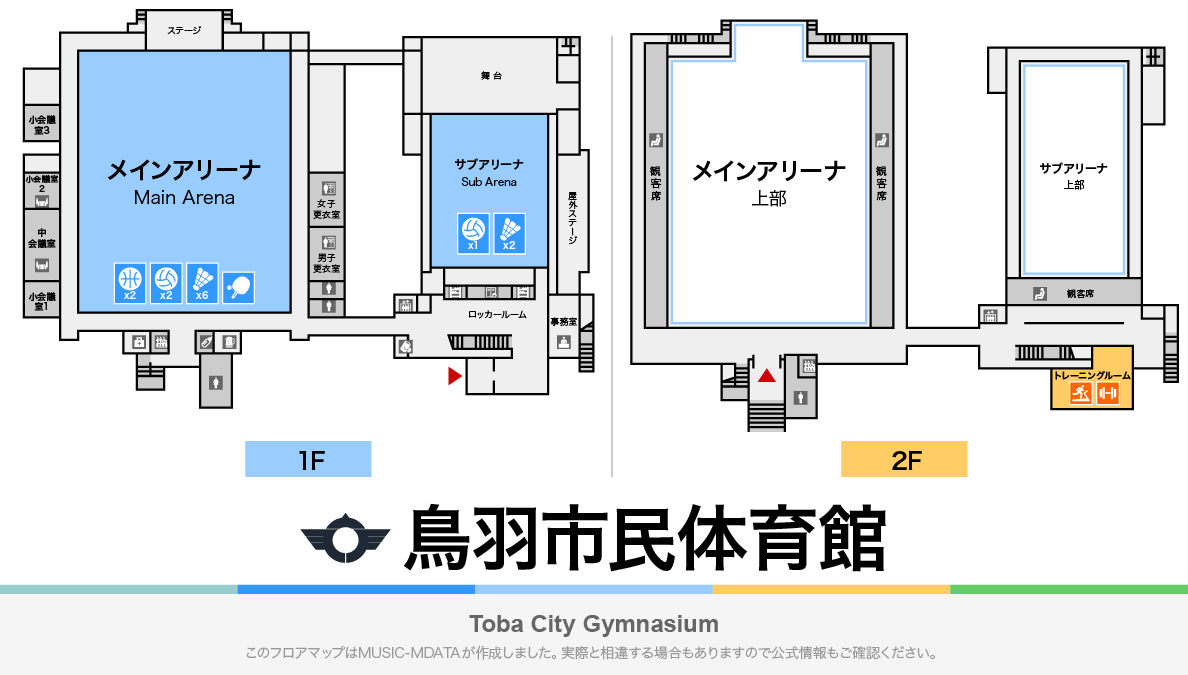 鳥羽市民体育館のフロアマップ・体育館