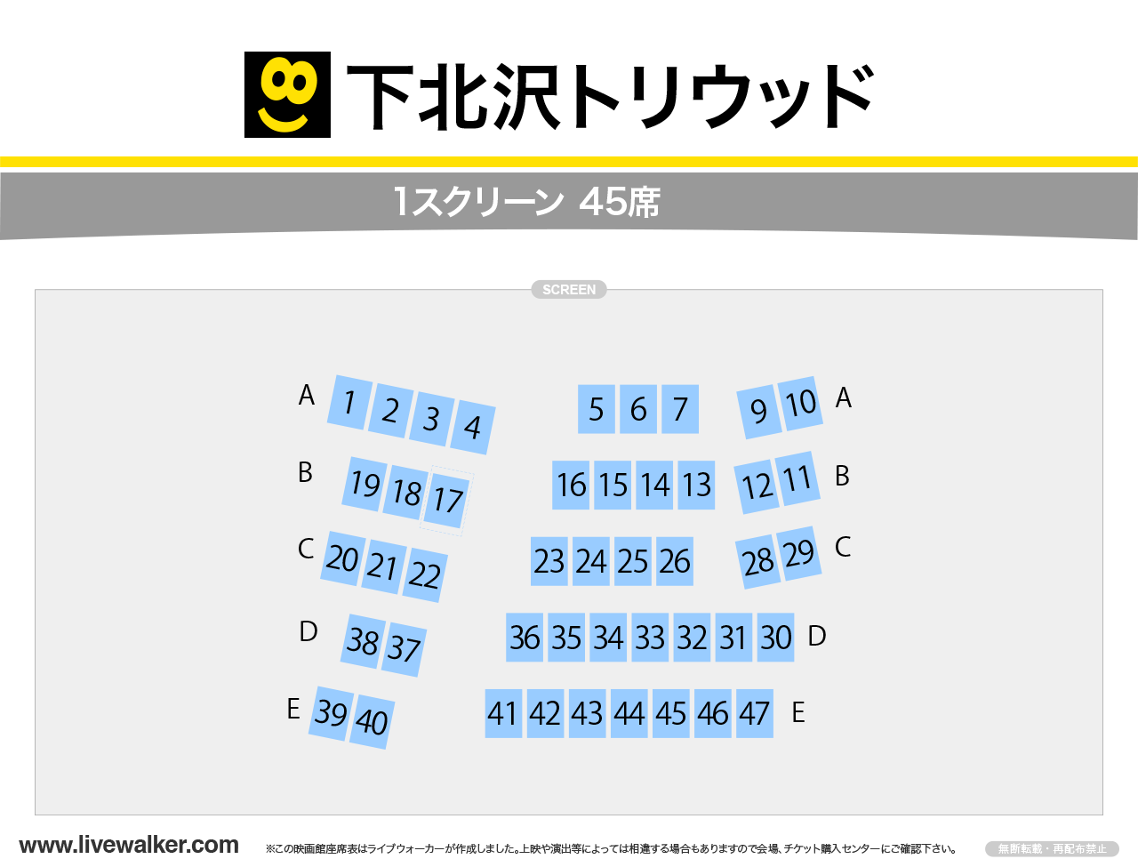 下北沢トリウッドの座席表